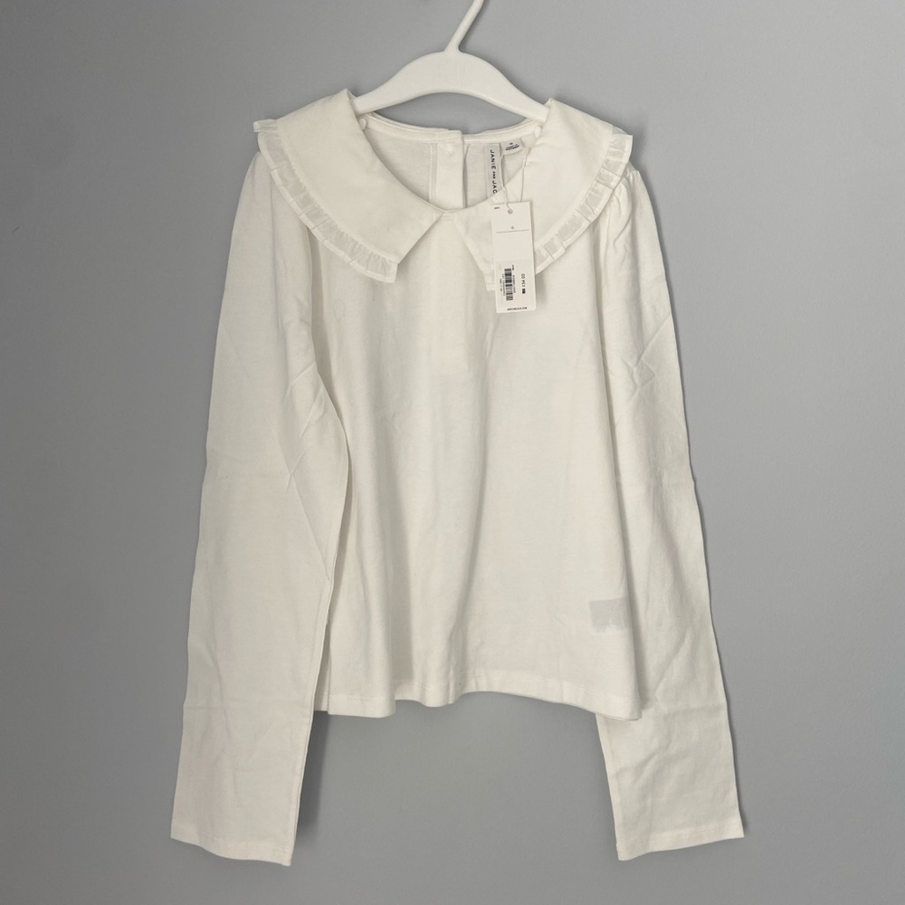 Janie and Jack Collared Long Sleeve Dressy Shirt Girls 11-12 White Cotton